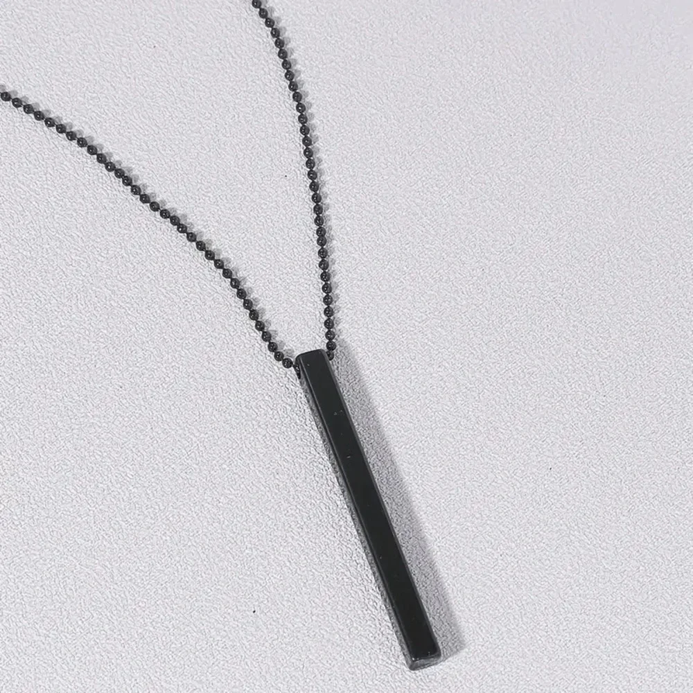 Men's Rectangle Metal Pendant Cuban Chain Necklace - Picture 4 of 4